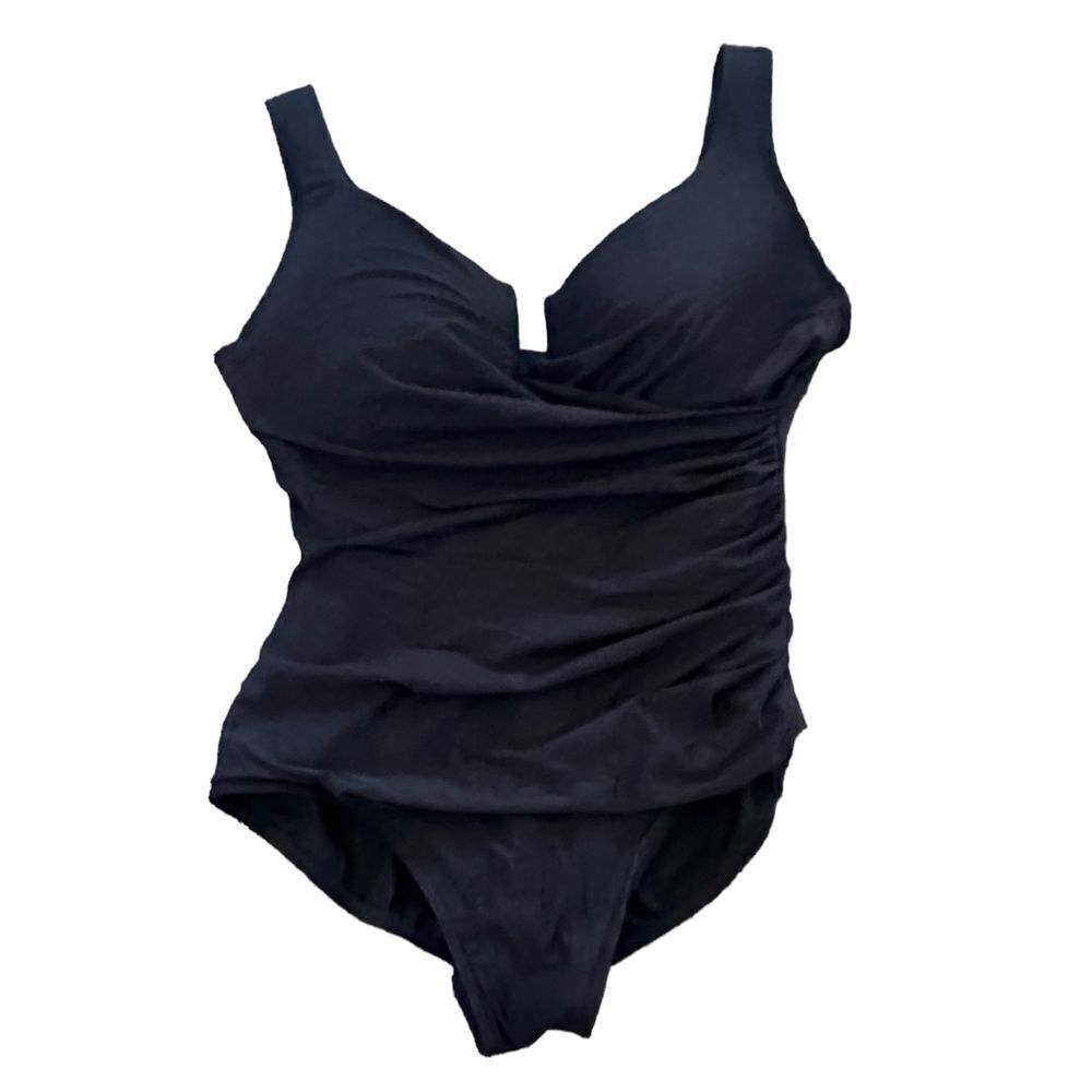 Miracle Suit Black Full Piece Sweetheart Neckline Modest Slimming Bathing Suit